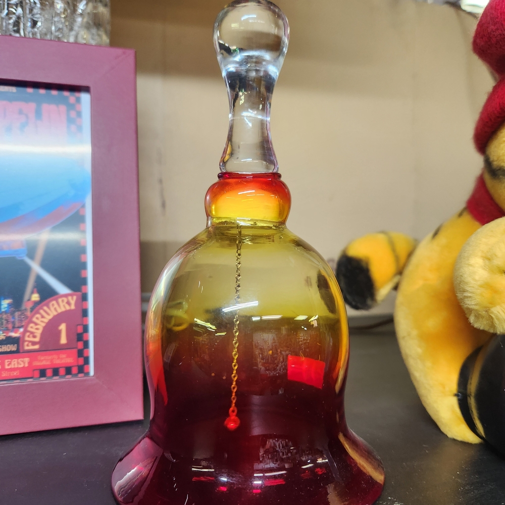 Elegant Red and Yellow Glass Bell